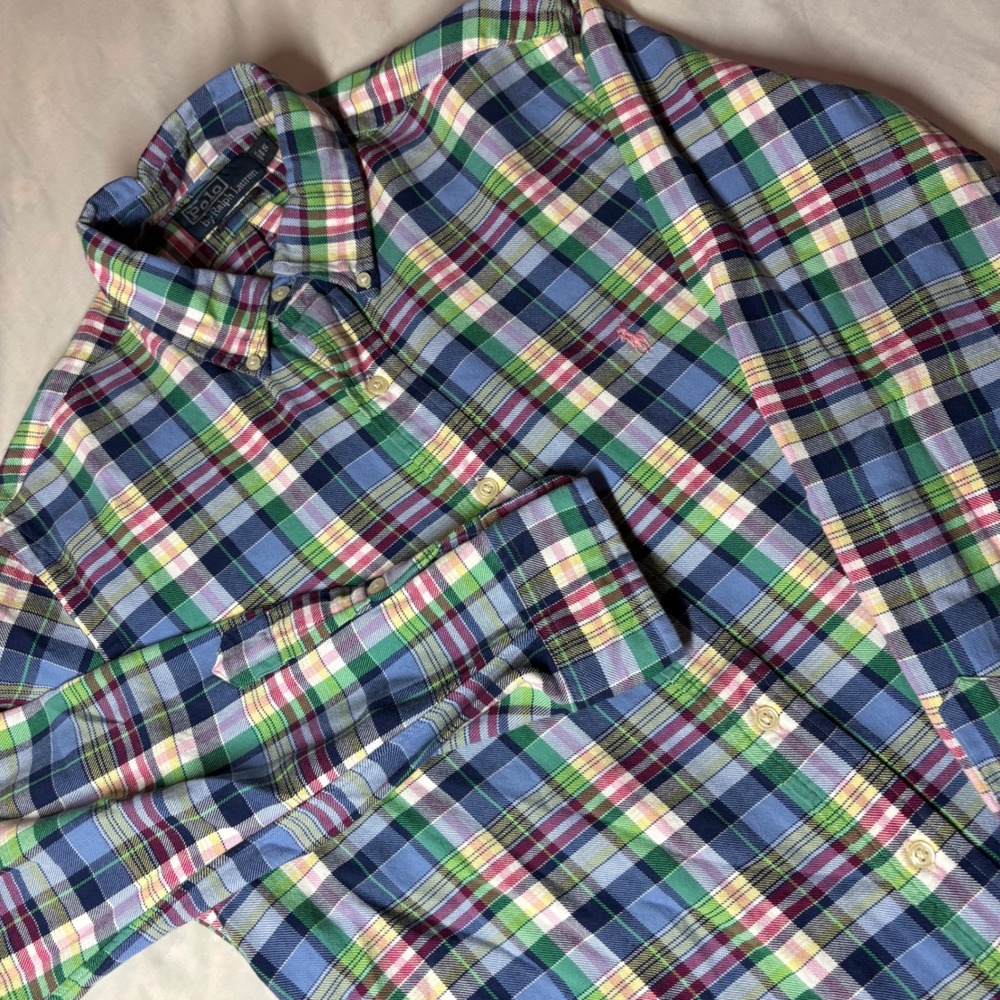 Polo Ralph Lauren Custom Fit Plaid Flannel Button Down Shirt Multi Color Small